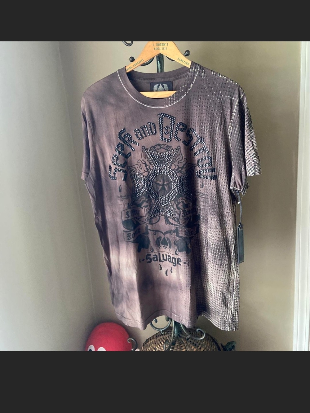 NWT Salvage Y2k Vintage Ombre Studded Graphic Shirt. XL